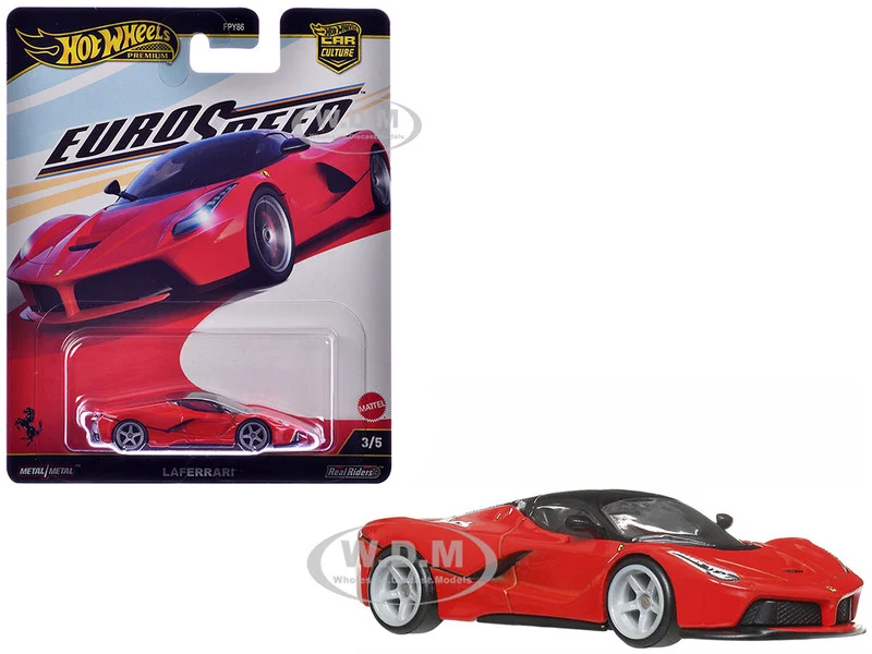 Ferrari LaFerrari Red with Black Top "Euro Speed" Series Diecast Model Car by Hot Wheels - Ferrari Models