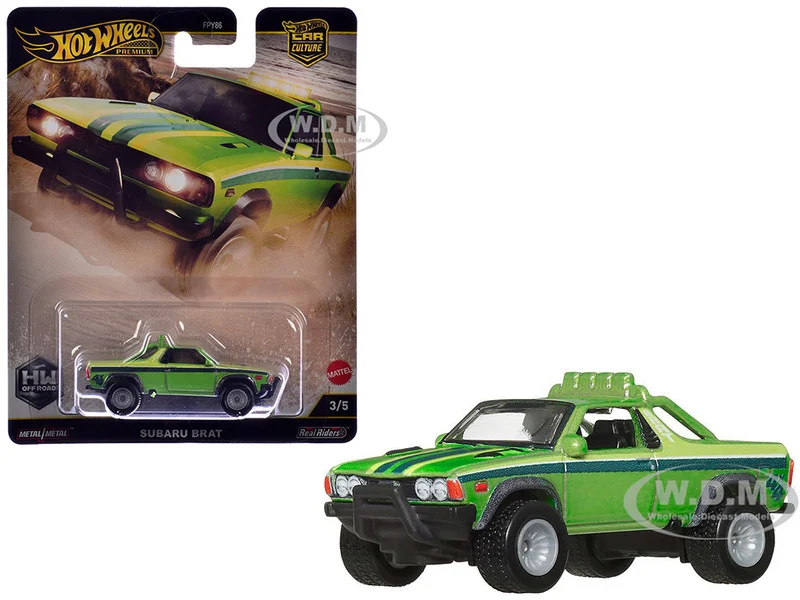 Subaru BRAT Utility Truck Green Metallic with Stripes "HW Off Road" Series Diecast Model Car by Hot Wheels - Subaru Models