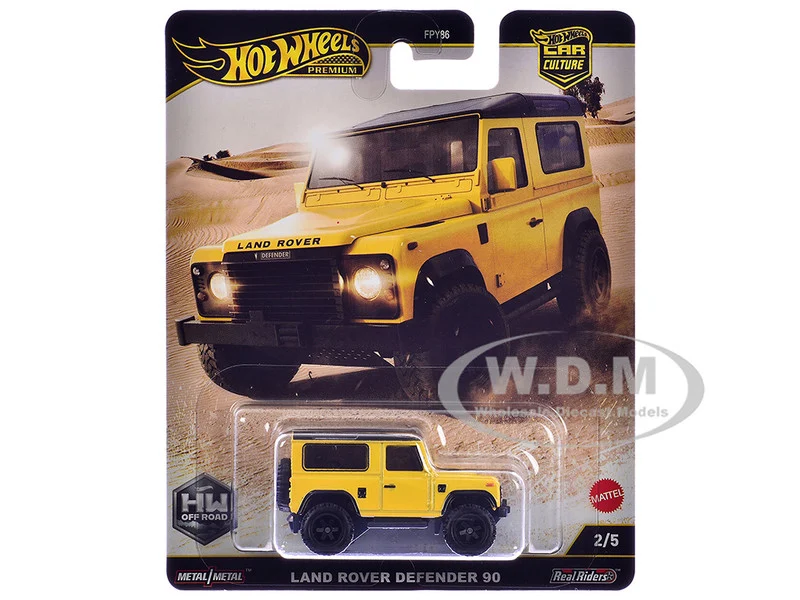 Land Rover Defender 90 Yellow with Black Top "HW Off Road" Series Diecast Model Car by Hot Wheels - Range/Land Rover Models