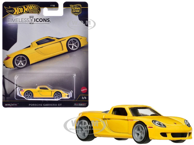 Porsche Carrera GT Yellow "Timeless Icons" Series Diecast Model Car by Hot Wheels - Porsche Models