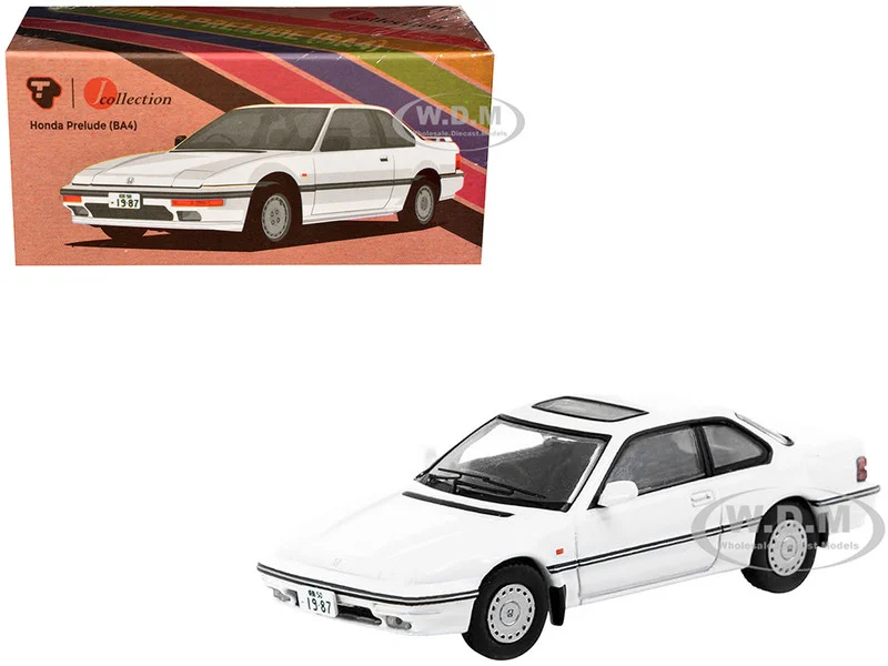 Honda Prelude (BA4) RHD (Right Hand Drive) White "J Collection" Series 1/64 Diecast Model by Tarmac Works - Honda Models