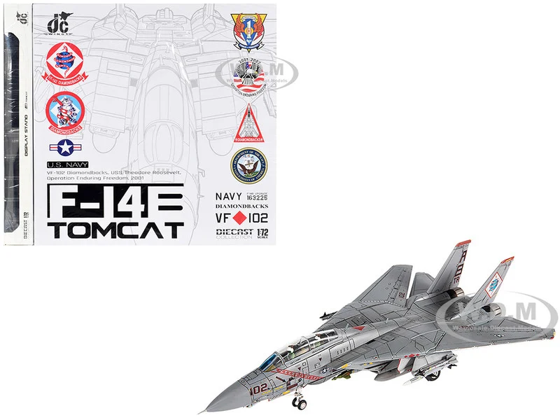 Grumman F-14B Tomcat Fighter Aircraft "VF-102 Diamondbacks, Operation Enduring Freedom" (2001) United States Navy 1/72 Diecast Model by JC Wings