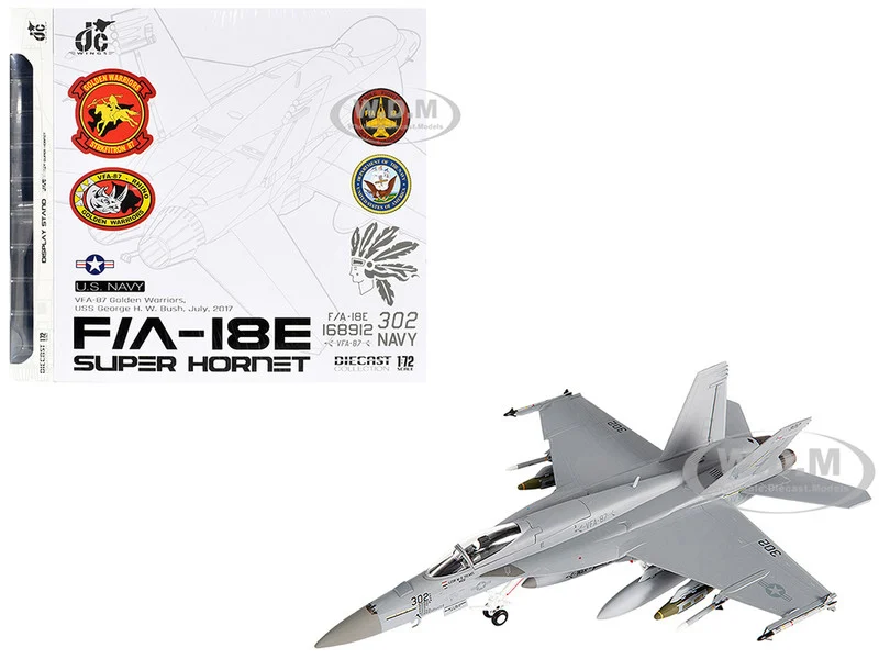 Boeing F/A-18E Super Hornet Aircraft "VFA-87 Golden Warriors, USS George H. W. Bush" (2017) United States Navy 1/72 Diecast Model by JC Wings
