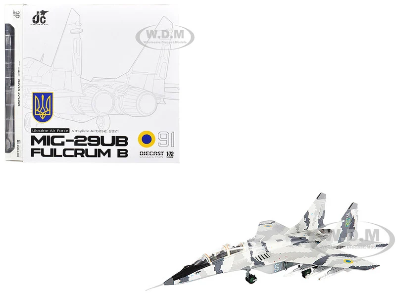 Mikoyan MiG-29UB Fulcrum-B Fighter Aircraft "Vasylkiv Air Base, Ukraine" (2021) Ukrainian Air Force 1/72 Diecast Model by JC Wings
