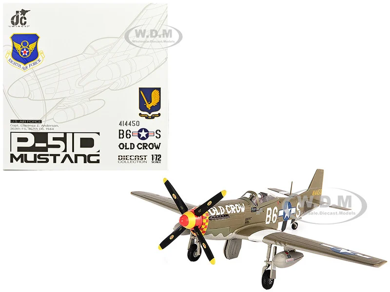 North American P-51D Mustang Fighter Aircraft "Captain Clarence E. Anderson, 363rd FS, 357th FG, Old Crow" (1944) United States Air Force 1/72 Diecast Model by JC Wings