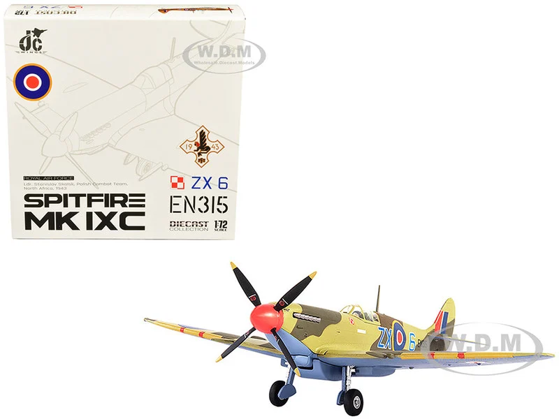 Supermarine Spitfire MK IXC Fighter Aircraft "Royal Air Force, Ldr. Stanislav Skalsk, Polish Combat Team, North Africa" (1943) 1/72 Diecast Model by JC Wings - Military Models