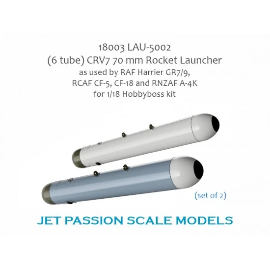 Jet Passion 18003 1/18 RAF Harrier GR7/9 LAU-5002 (6-tube) CRV7 Rocket Launcher (2pcs) for HobbyBoss kit