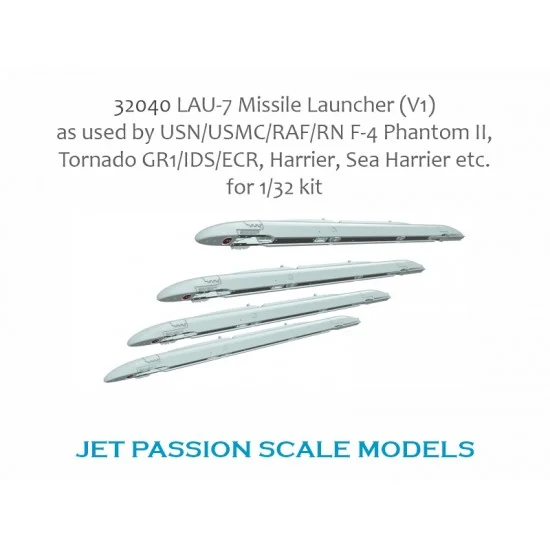 Jet Passion 32040 1/32 LAU-7 Sidewinder Rails (4pcs) for Tornado GR1, F3, F-4J, RAF Phantom, Harrier GR7
