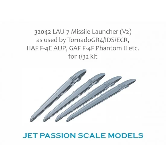Jet Passion 32042 1/32 Tornado GR4, F-4E AUP LAU-7 Sidewinder Rails V2 (4pcs)