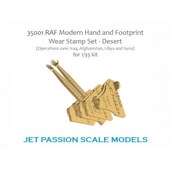 Jet Passion 35001 1/35 RAF Hand & Footprint Wear Stamp Set Desert - Scenics & Diorama