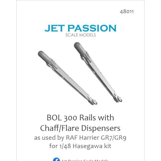 Jet Passion 48011 1/48 RAF Harrier Gr7/Gr9 Bol 300 Rails w/Chaff/Flare Dispensers Set for Hasegawa kits - Model Planes