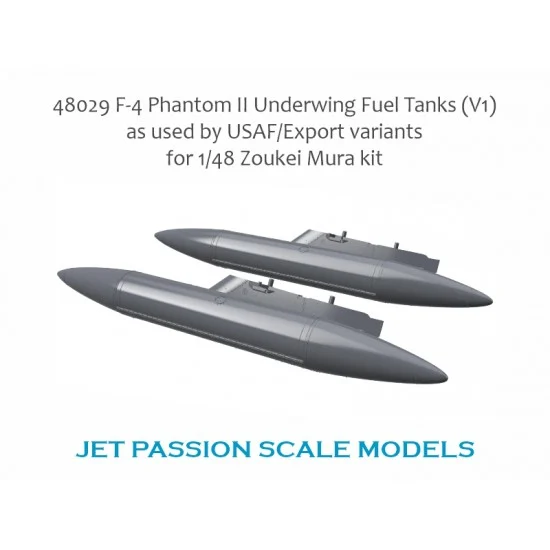 Jet Passion 48029 1/48 USAF F-4 Phantom II Underwing Fuel Tanks Export for Zoukei-Mura kits