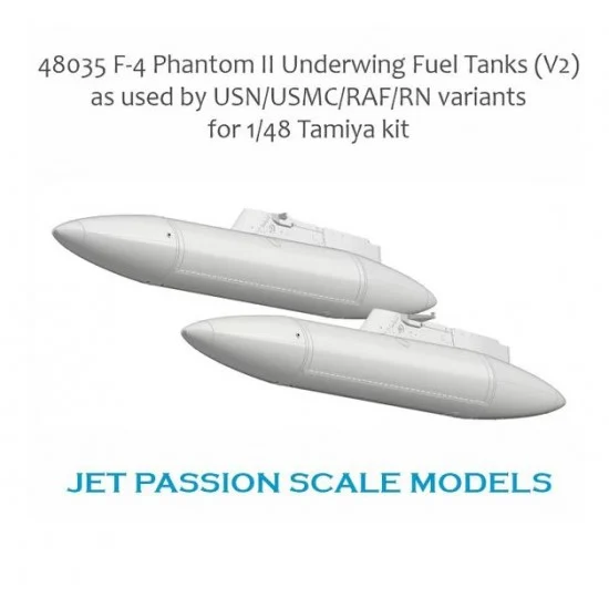 Jet Passion 48035 1/48 USN/USMC/RAF/RN F-4 Phantom Underwing Fuel Tanks (2pcs) for Tamiya kits