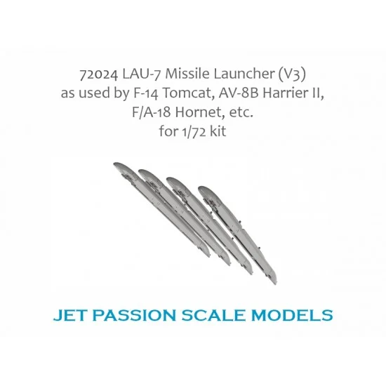 Jet Passion 72024 1/72 LAU-7 Missile Launcher (4pcs) for F-14 Tomcat, AV-8B Harrier II, F/A-18 Hornet