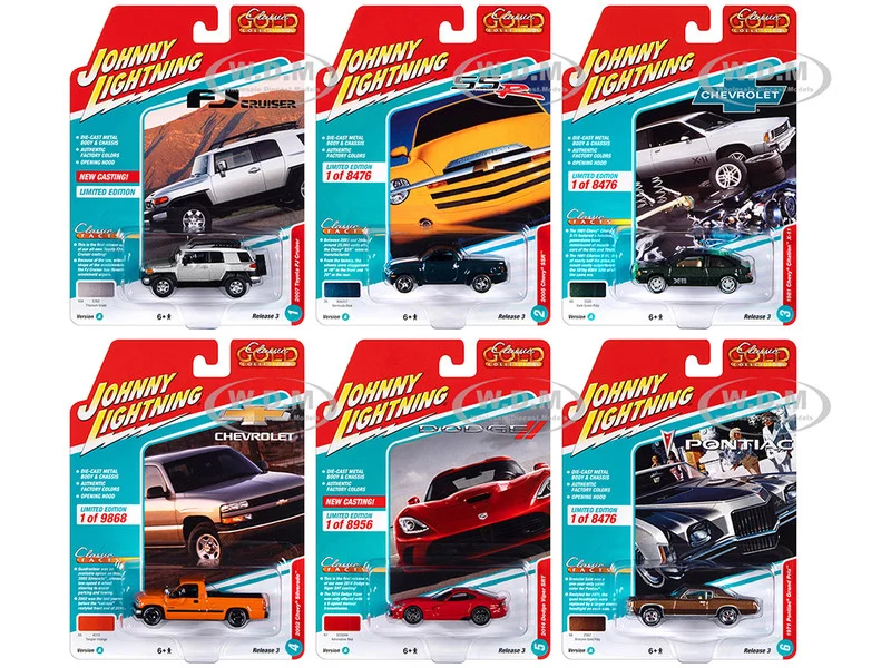 "Classic Gold Collection" 2022 Set A of 6 Cars Release 3 1/64 Diecast Model Cars by Johnny Lightning - 1/64 Scale Sets