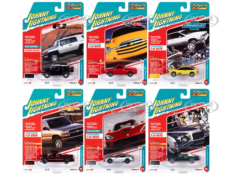 "Classic Gold Collection" 2022 Set B of 6 Cars Release 3 1/64 Diecast Model Cars by Johnny Lightning - 1/64 Scale Sets