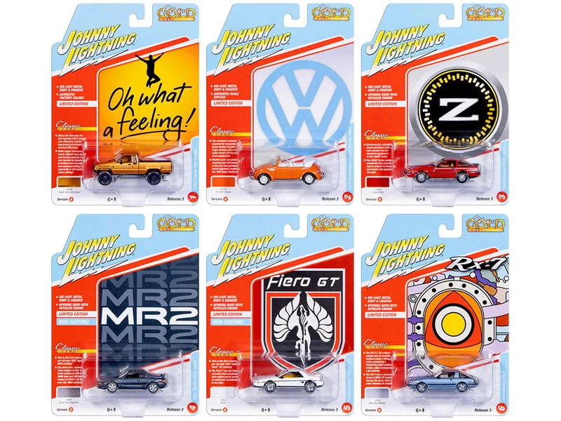 "Classic Gold Collection" 2026 Release 1 Set B of 6 Cars 1/64 Diecast Model Cars by Johnny Lightning - 1/64 Scale Sets