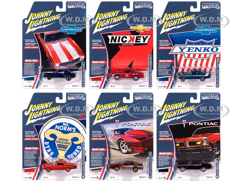 "Muscle Cars USA" 2025 Release 1 Set A of 6 pieces 1/64 Diecast Model Cars by Johnny Lightning - 1/64 Scale Sets