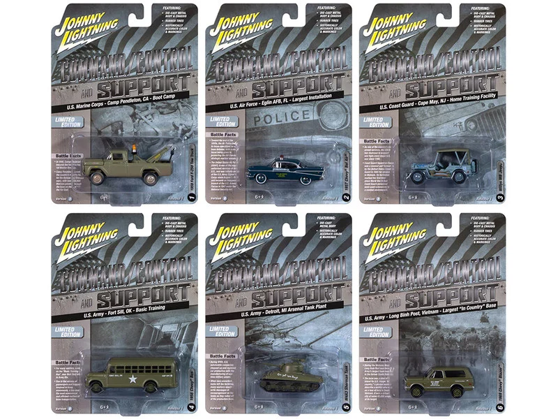 "Military" Set B of 6 pieces 2024 Release 2 Limited Edition Diecast Models by Johnny Lightning - 1/64 Scale Sets