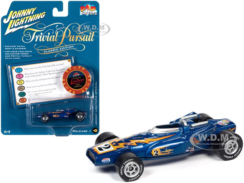 Johnny Lightning Special Blue Metallic with Poker Chip (Collector Token) and Game Card "Trivial Pursuit" "Pop Culture" Series 1/64 Diecast Model Car by Johnny Lightning - Other
