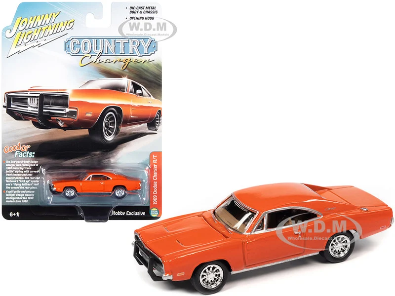 1969 Dodge Charger R/T Orange "Country Charger" 1/64 Diecast Model Car by Johnny Lightning - Dodge Models