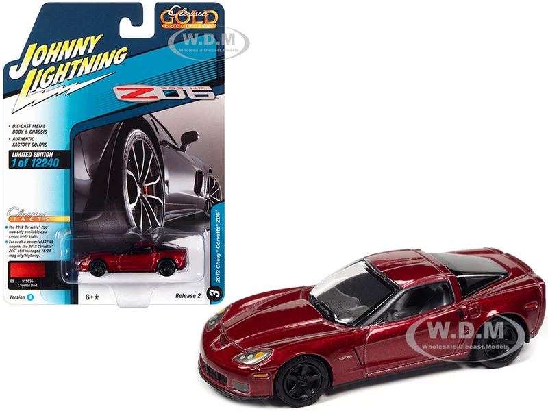 2012 Chevrolet Corvette Z06 Crystal Red Metallic "Classic Gold Collection" Series Limited Edition to 12240 pieces Worldwide 1/64 Diecast Model Car by Johnny Lightning - Chevrolet Models