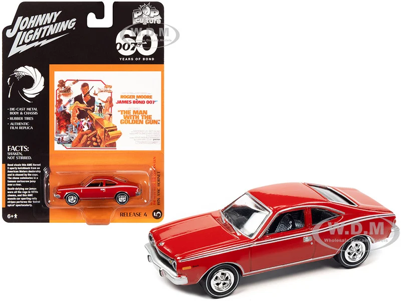 1974 AMC Hornet Red 007 James Bond "The Man with the Golden Gun" (1974) Movie "Pop Culture" 2022 Release 4 1/64 Diecast Model Car by Johnny Lightning - Movie/TV Series Models