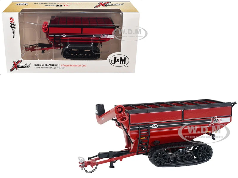 J&M 1112 X-Tended Reach Grain Cart with Tracks Red 1/64 Diecast Model by SpecCast