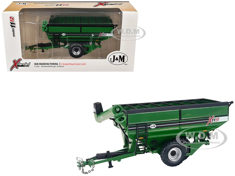 J&M 1112 X-Tended Reach Grain Cart with Dual Wheels Green 1/64 Diecast Model by SpecCast