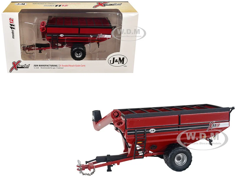J&M 1112 X-Tended Reach Grain Cart with Wheels Red 1/64 Diecast Model by SpecCast