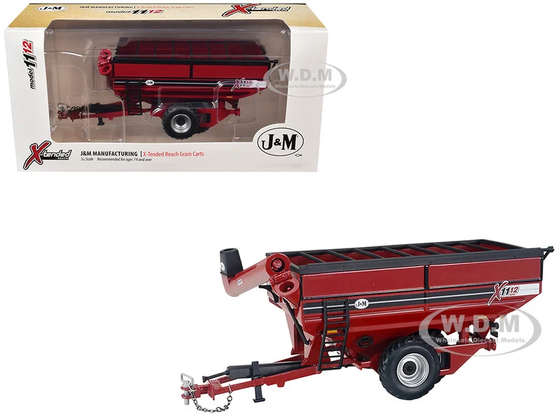 J&M 1112 X-Tended Reach Grain Cart with Dual Wheels Red 1/64 Diecast Model by SpecCast