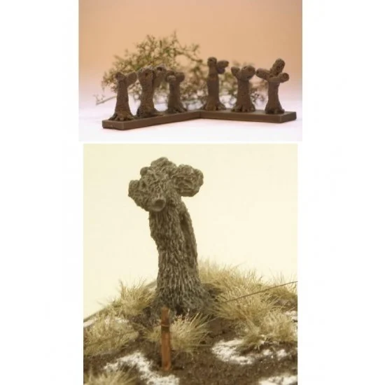 Joefix Studio's 180.87 1/87 European Style Pollard Willows Set (6 trunks and green folliage) - Scenics & Diorama