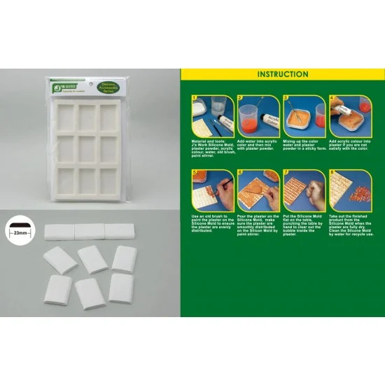 J's Work PPA3071 Silicone Mould for Making 1/35 Round Edged Tiles (Large) - Scenics & Diorama