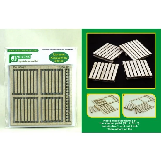 J's Work PPA3095 1/35 Laser-cut Wooden Pallets (4pcs)