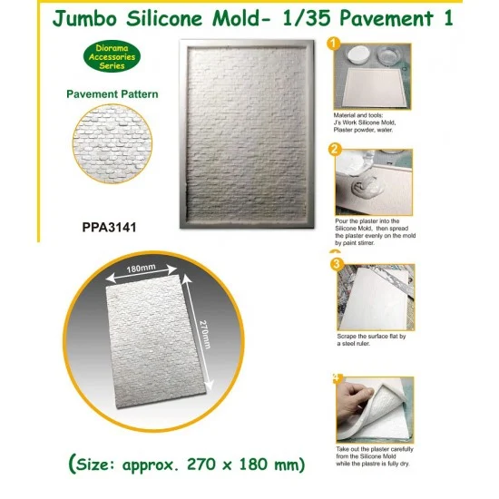 J's Work PPA3141 Jumbo Silicone Mold for 1/35 Pavement Ver. 1 - Scenics & Diorama