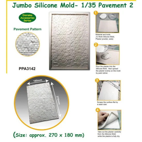 J's Work PPA3142 Jumbo Silicone Mold for 1/35 Pavement Ver. 2 - Scenics & Diorama