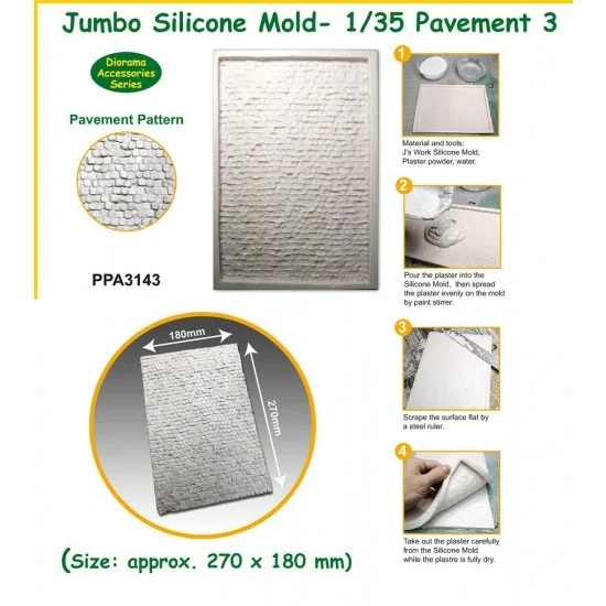 J's Work PPA3143 Jumbo Silicone Mold for 1/35 Pavement Ver. 3 - Scenics & Diorama