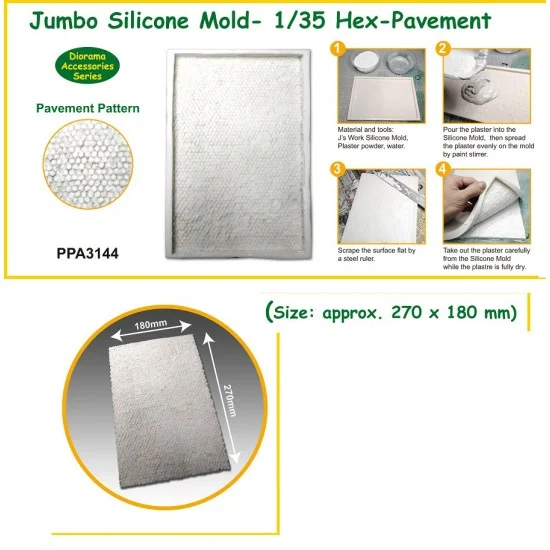 J's Work PPA3144 Jumbo Silicone Mold for 1/35 Hex-Pavement
