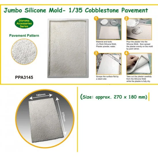 J's Work PPA3145 Jumbo Silicone Mold for 1/35 Cobblestone Pavement - Scenics & Diorama