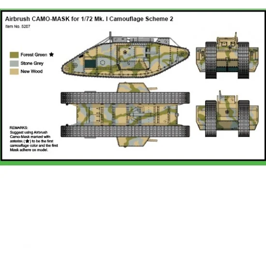 J's Work PPA5207 Airbrush CAMO-MASK for 1/72 Mk. I Camouflage Scheme Vol. 2