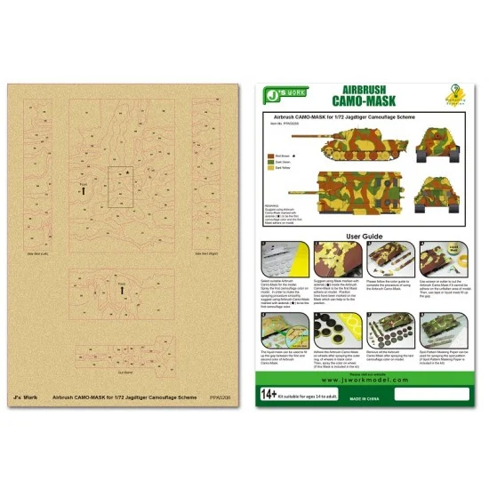 J's Work PPA5208 Airbrush CAMO-MASK for 1/72 Jagdtiger Camo Scheme