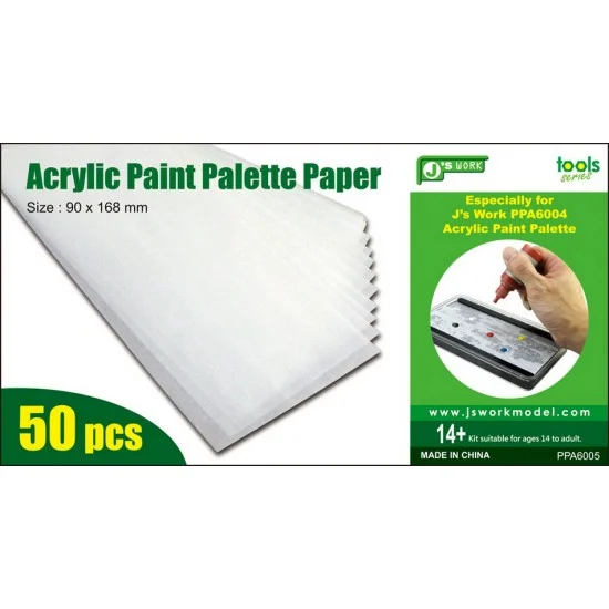 J's Work PPA6005 Acrylic Paint Palette Paper (Size: 168 x 90mm, 50pcs) - Hobby & Model Paints