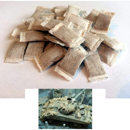 Juweela 20012 1/35, 1/32 Flexible Sandbags (25pcs, Each Sandbag Size: 23 x 12 x 2mm) - Scenics & Diorama