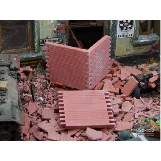 Juweela 23317 1/35, 1/32 Wall Sections w/RF Bricks - Brick-Red (Ceramic) 6pcs