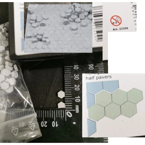 Juweela 23356 1/32 1/35 Hexa Pavers Assortment #Light Grey (Normal/Beginning/Half Stones) - Scenics & Diorama