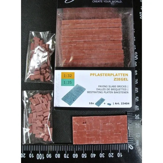 Juweela 23404 1/32, 1/35 Paver Plates Bricks (61 x 31mm) w/Loose Bricks (16pcs) - Scenics & Diorama