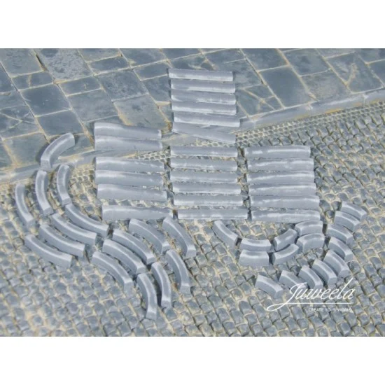 Juweela 24236 1/45 1/50 Curbs Add on #Curves/Lower Curbs (3 sets) - Scenics & Diorama