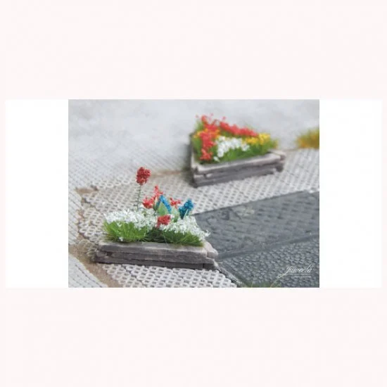 Juweela 28242 1/87 (HO scale) Road Plant Box Wood (Small, 5pcs) - Scenics & Diorama