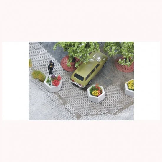 Juweela 28254 1/87 (HO scale) Plant Box Concrete - Hexagon (5pcs)