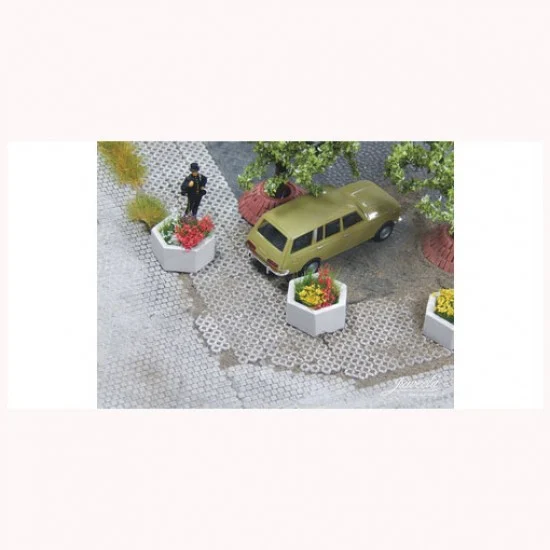 Juweela 28255 1/87 (HO scale) Plant Box Concrete - Hexagon (5pcs)